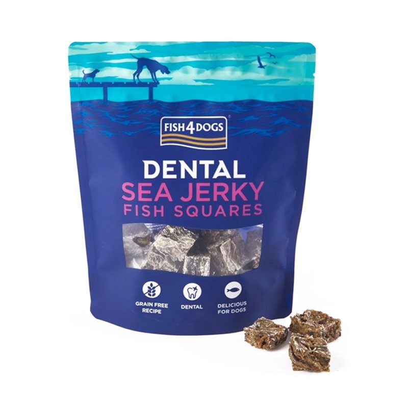 Fish4Dogs Dental Sea Jerky Fish Squares Snack para Cão 115 g
