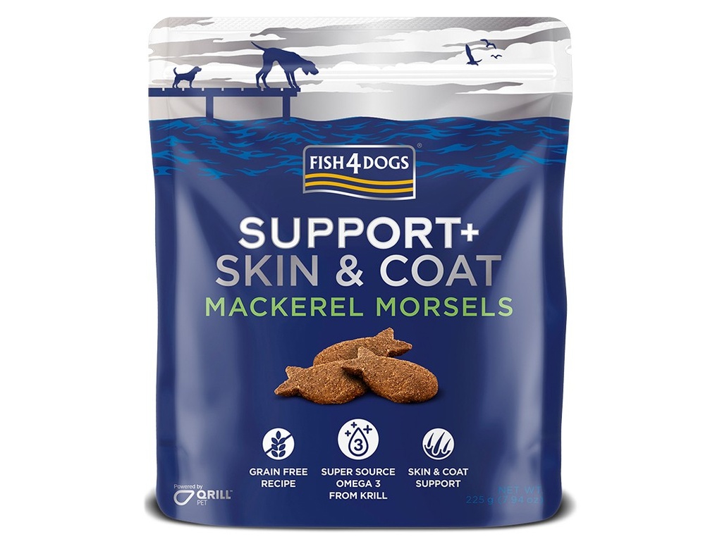 Fish4Dogs Support+ Skin & Coat Mackerel Morsels Snack para Cão 225 g