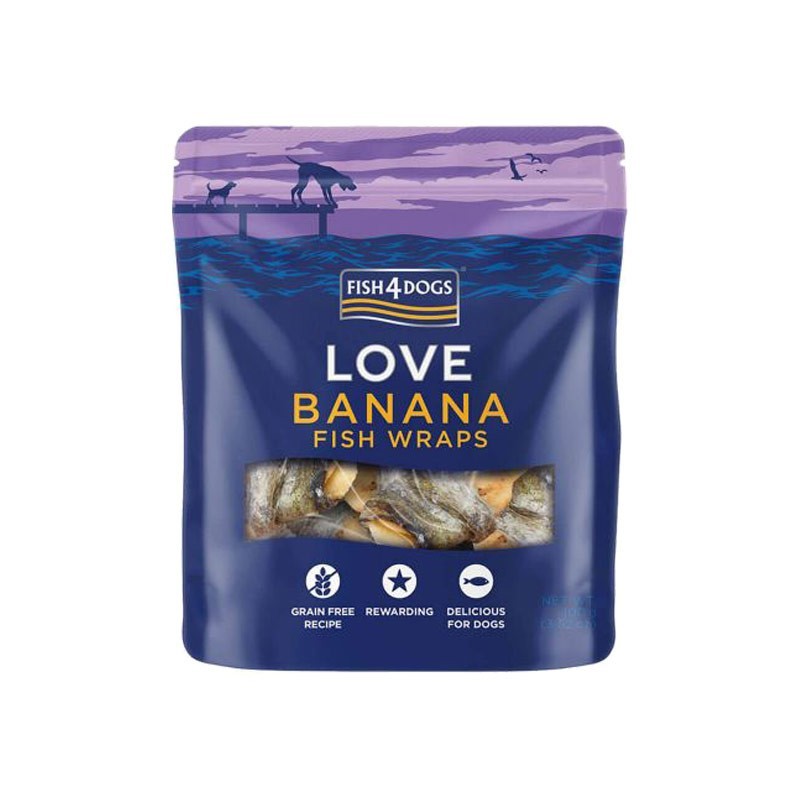 F4D Love Banana Fish Wraps Snack para Cão 100 g 90 g