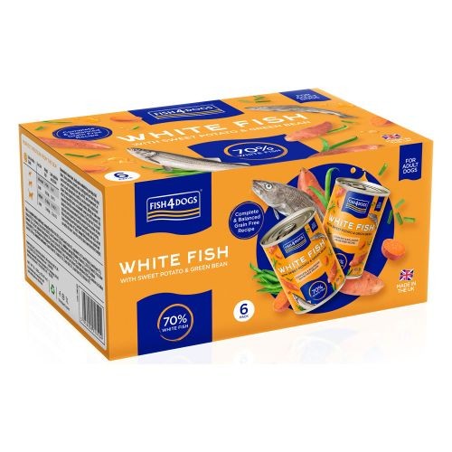 Fish4Dogs Finest White Fish with Sweet Potato & Green Bean Alimento Húmido para Cão 395 g