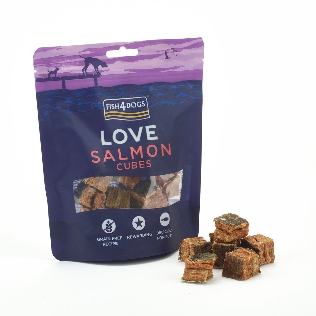 Fish4Dogs Love Salmon Cubes Snack para Cão 85 g
