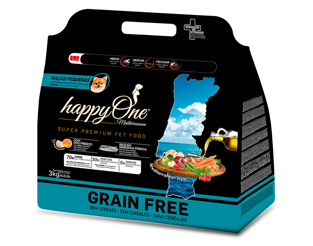 HappyOne Mediterraneum Small Breeds Sardine Ração Seca para Cão 3 kg