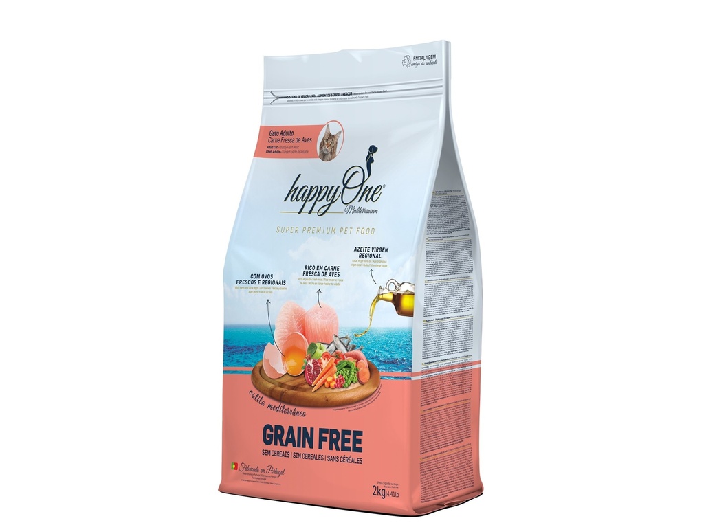 HappyOne Mediterraneum Cat Ração Seca para Gato 2 kg