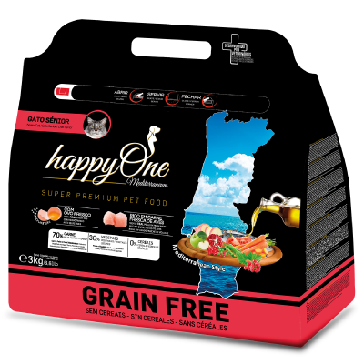 HappyOne Mediterraneum Cat Senior Ração Seca para Gato 3 kg
