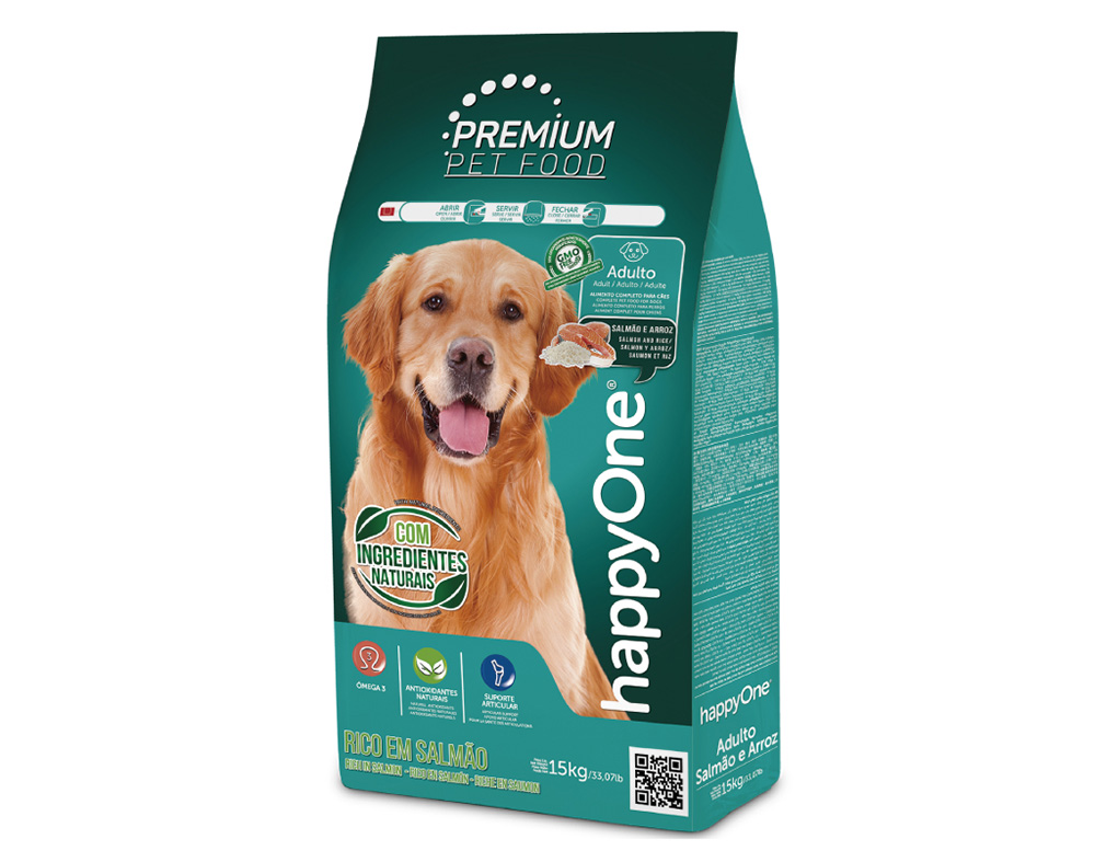HappyOne Premium Cão Adulto Salmão & Arroz Ração Seca 15 kg