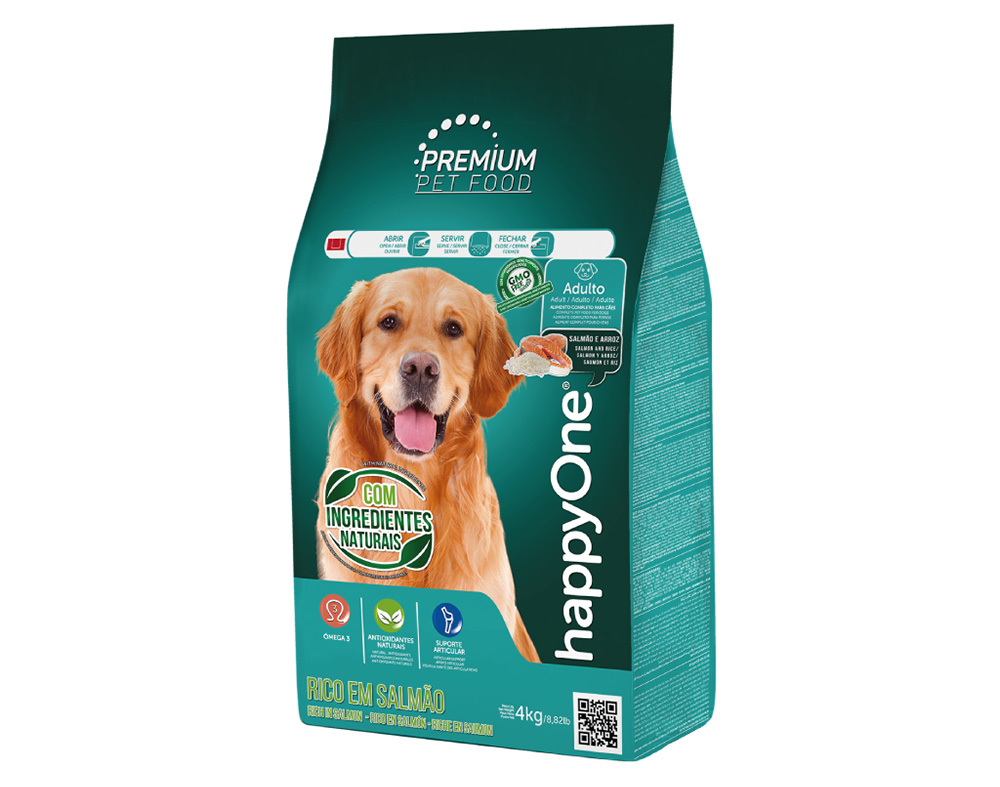 HappyOne Premium Cão Adulto Salmão & Arroz Ração Seca 4 kg