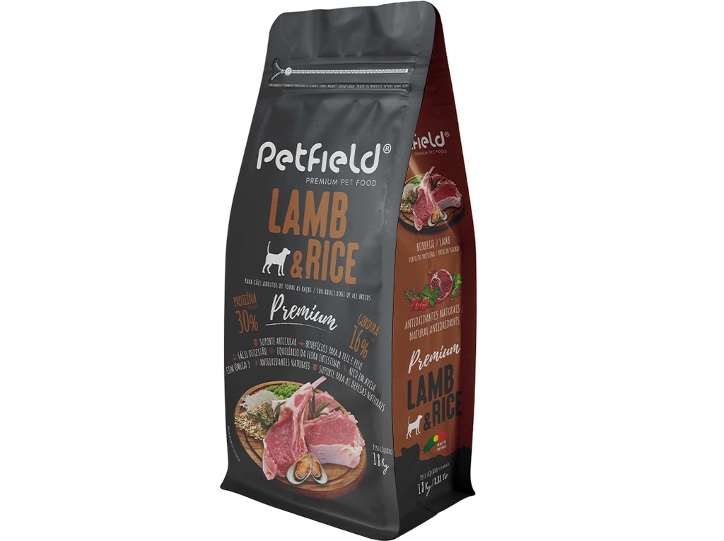 Petfield Premium Lamb & Rice Ração Seca para Cão 18 kg