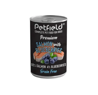 [PETFLD-WD1001] Petfield Wetfood Dog Salmon & Blueberries 400g