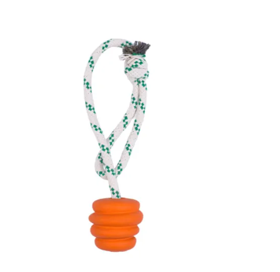 GS Natural Rubber Ball Rope Toy - Orange (S)