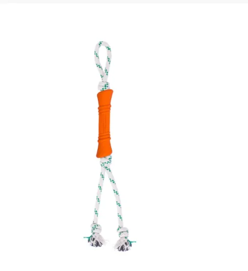 GS Natural Rubber Bone Rope Toy - Orange (L)