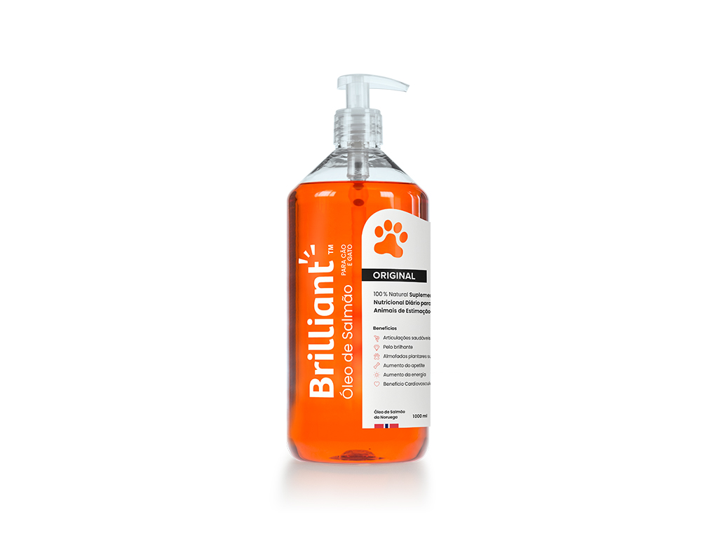 Brilliant Salmon Oil bottle with pump Suplemento para Cão e Gato 1000 ml