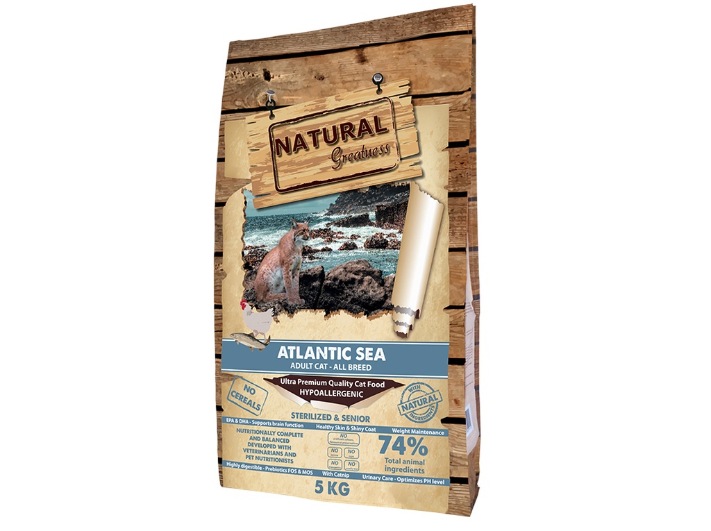 Natural Greatness Atlantic Sea Sterilized, Senior&Adult Cats Ração Seca para Gato 5 kg