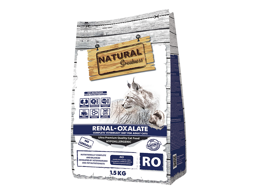 Natural Greatness Vet Dry Diet Cat Renal-Oxalate Ração Seca para Gato 1,5 kg