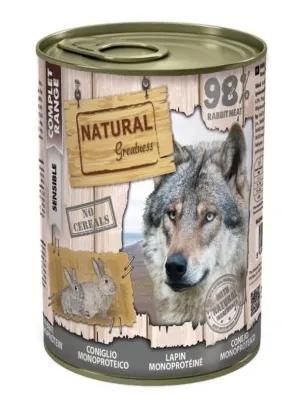 Natural Greatness Wet Complet Sensible Rabbit Monoprotein Alimento Húmido para Cão 400 g