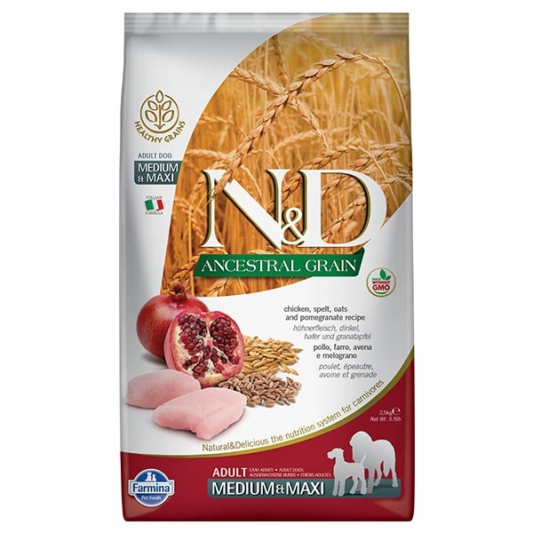 N&D Ancestral Grain Dog Select. Chicken&Pomegran. Adult Med/Max 12+3Kg