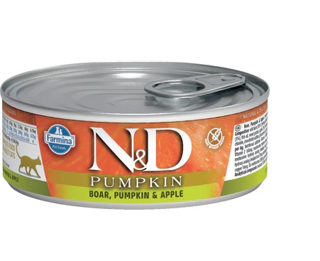 N&D Pumpkin Cat Wild Boar, Pumpkin&Apple Lata Alimento Húmido para Gato 70 g