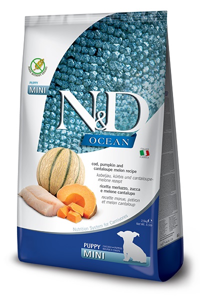 N&D Ocean Dog Cod, Pumpkin&Cant Melon Puppy Mini Ração Seca para Cão 2,5 kg