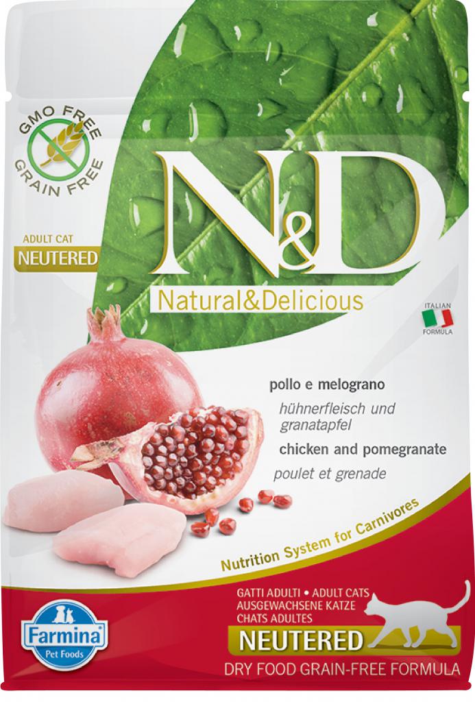 N&D Prime Cat Neutered Chicken&Pomegrante Ração Seca para Gato 300 g
