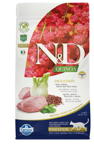 N&D Quinoa Cat Digestion Lamb Adult Ração Seca para Gato 1,5 kg