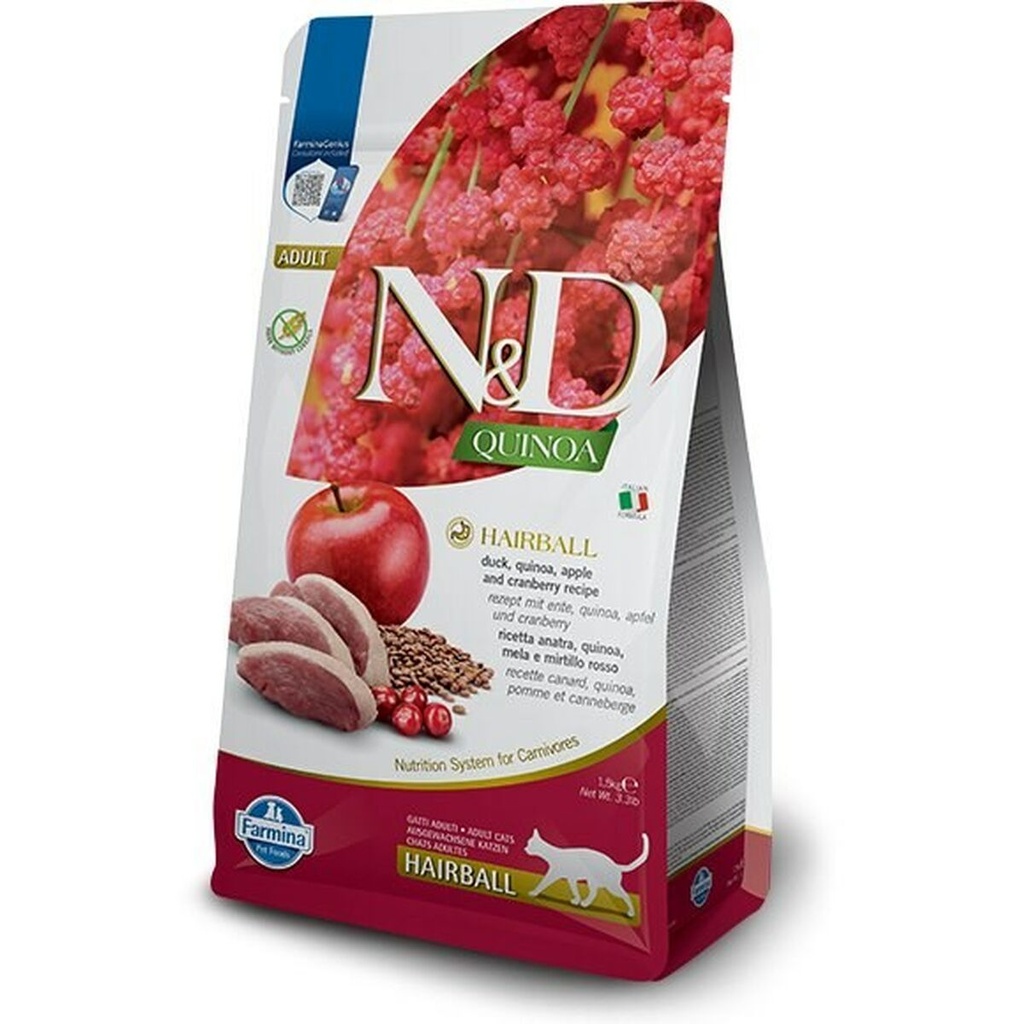 N&D Quinoa Cat Hairball Adult Ração Seca para Gato 1,5 kg