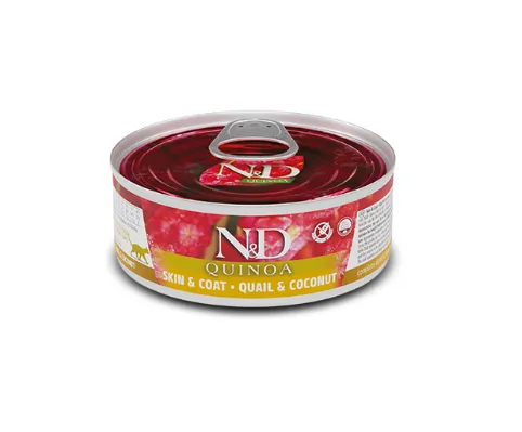 N&D Quinoa Cat Skin&Coat Quail&Coconut Adult Alimento Húmido para Gato 80 g