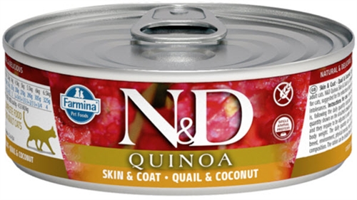 N&D Quinoa Cat Skin&Coat Quail&Coconut Adult Lata 80Gr