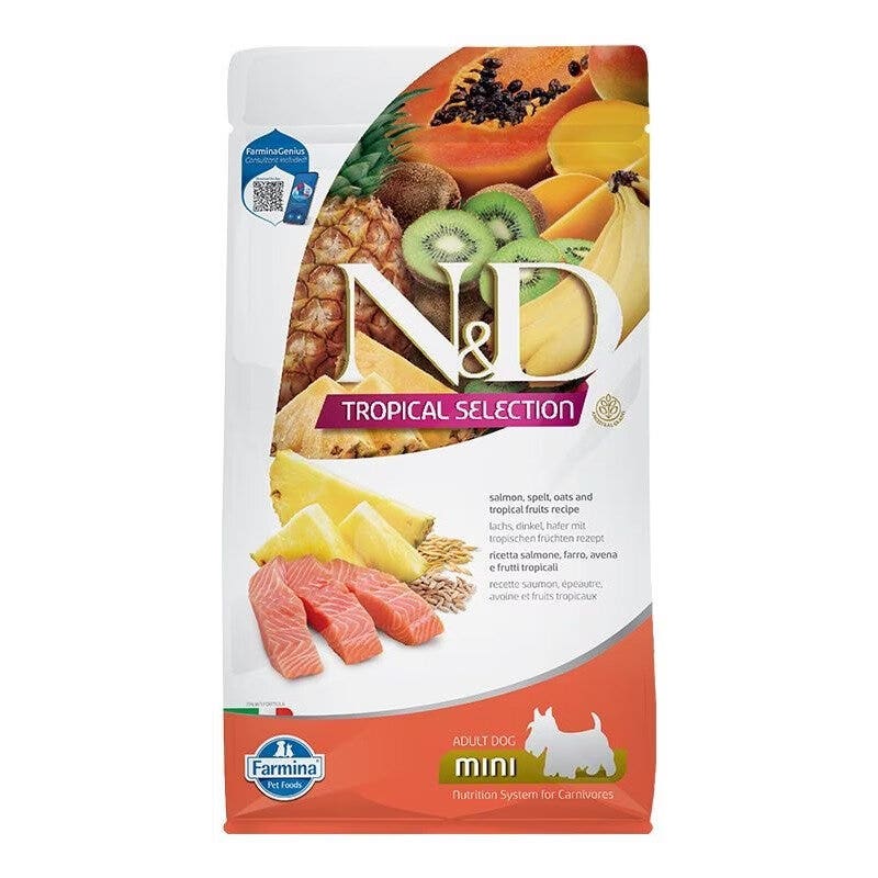 N&D Tropical Selection Dog Salmon Adult Mini Ração Seca para Cão 1,5 kg