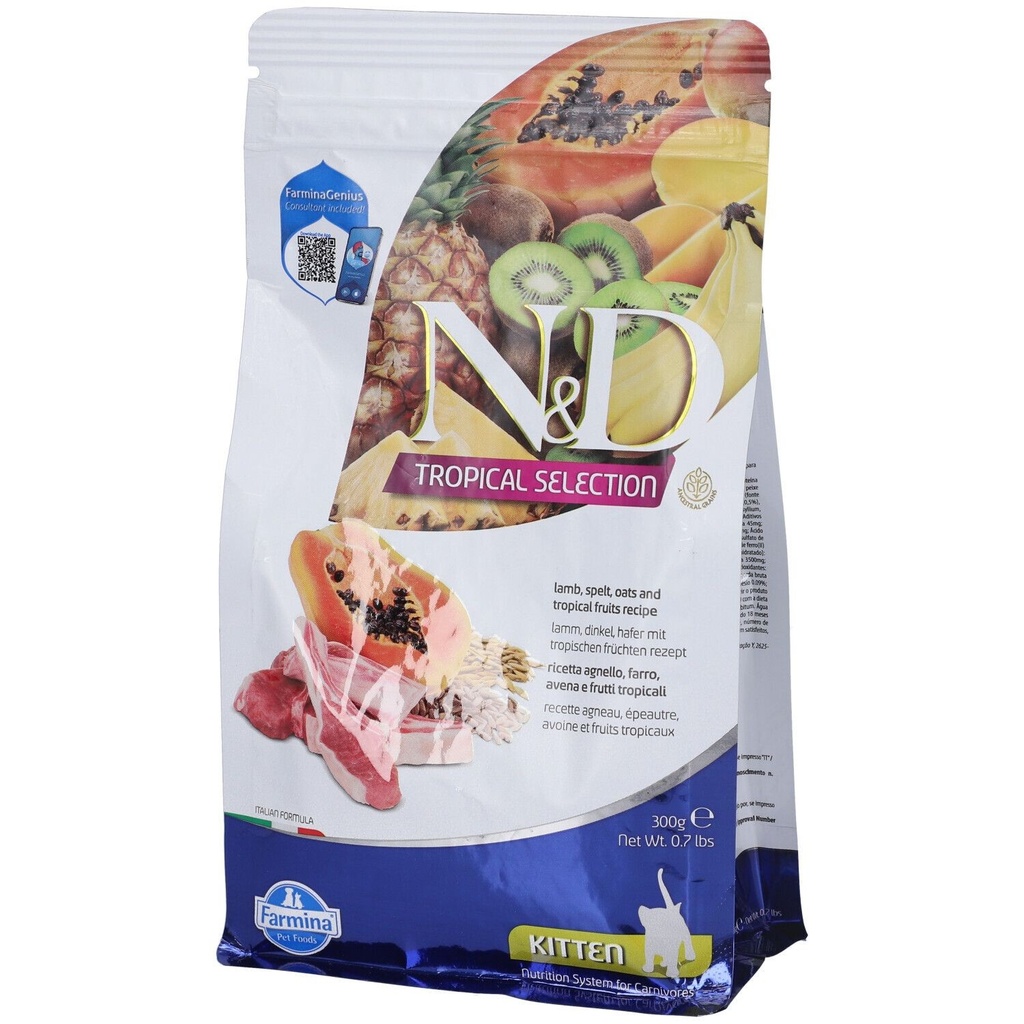 N&D Tropical Selection Cat Lamb Kitten Ração Seca para Gato 300 g