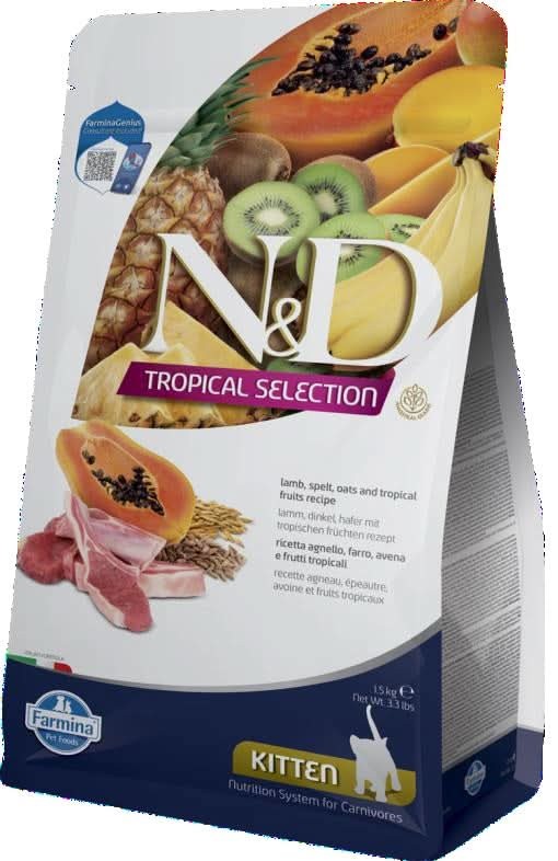 N&D Tropical Selection Cat Lamb Kitten Ração Seca para Gato 1,5 kg