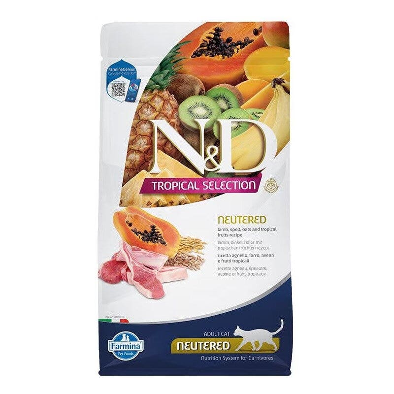 N&D Tropical Selection Cat Lamb Neutered 4+ Ração Seca para Gato 1 kg