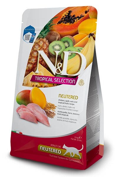 N&D Tropical Selection Cat Chicken Neutered Ração Seca para Gato 1,5 kg