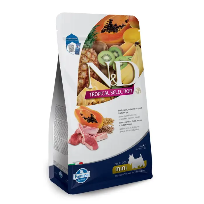 N&D Tropical Selection Dog Lamb Adult Mini Ração Seca para Cão 1,5 kg