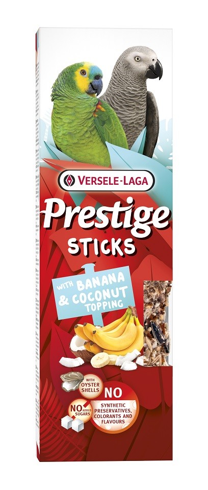 Sticks Parrots with Banana & Cocolnut topping — 2 un. Alimento para Aves 140 g