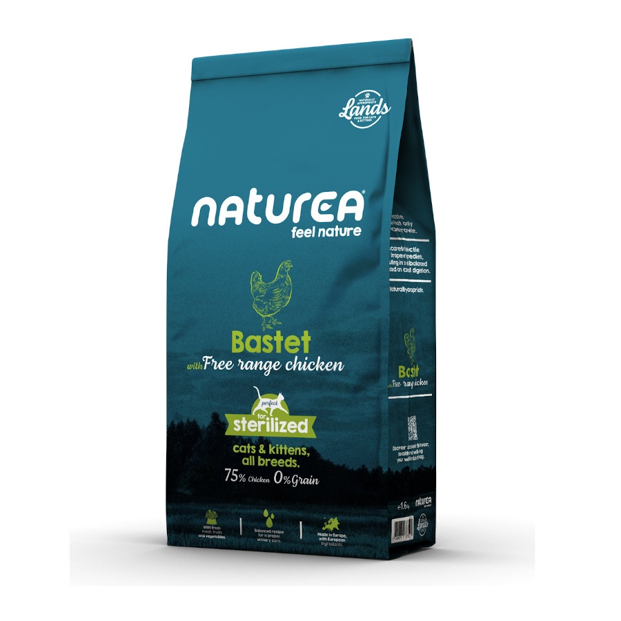 Naturea Lands Bastet Free Range Chicken Ração Seca para Gato 350 g