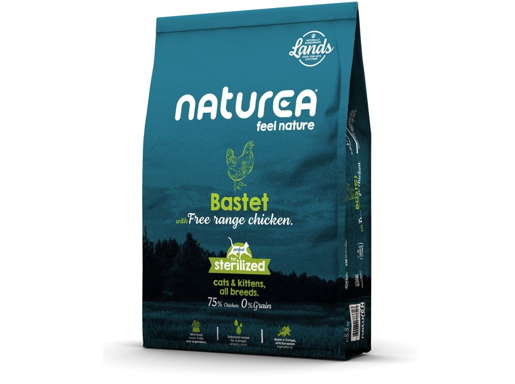 Naturea Lands Bastet Free Range Chicken Ração Seca para Gato 5,5 kg