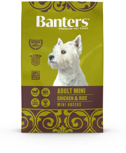 Banters Adulto Mini Chicken e Rice Ração Seca para Cão 8 kg
