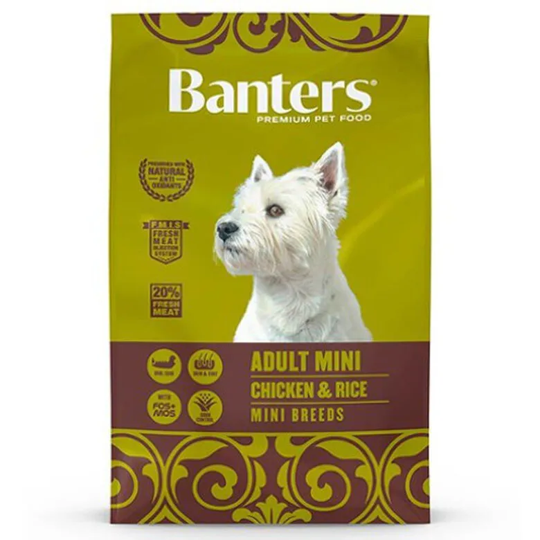Banters Adulto Mini Chicken e Rice Ração Seca para Cão 3 kg