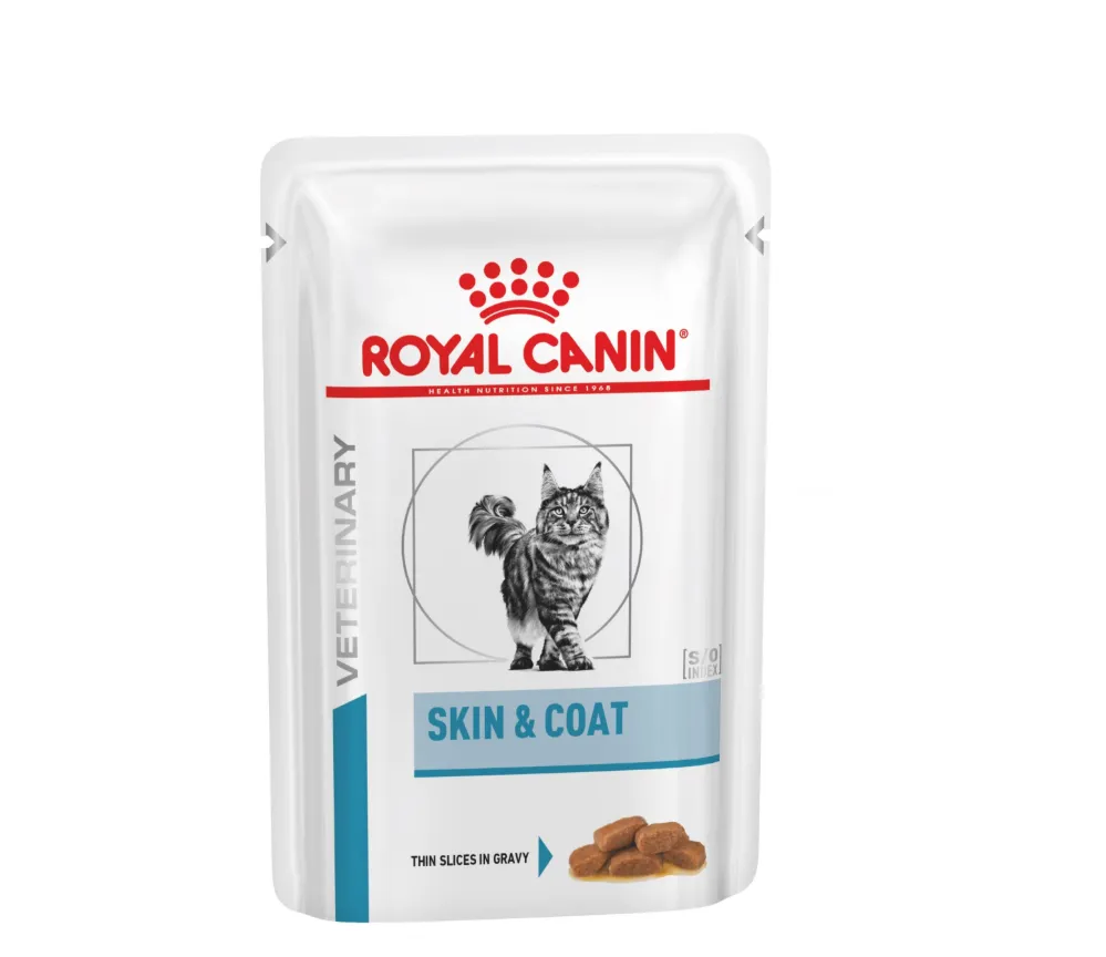 Royal Canin Skin & Coat (finas fatias em molho) Humido Gato Vestuário  85 g