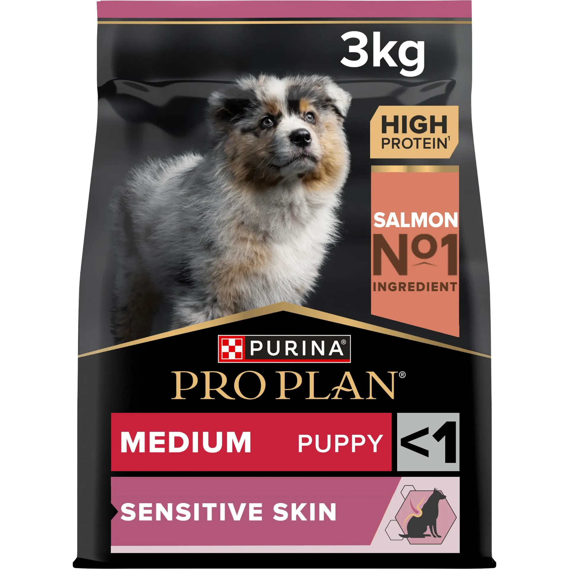 Pro Plan Medium Puppy Sensitive Skin Salmão Ração Seca para Cão 3 kg