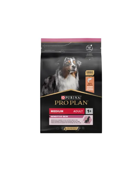 Pro Plan Medium Optiderma Adult Sensitive Skin Salmão Ração Seca para Cão 3 kg