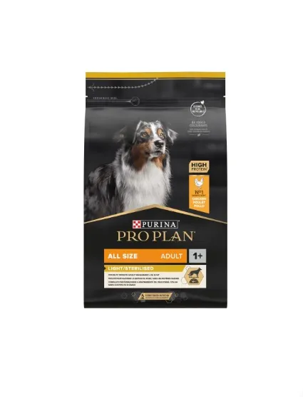 Pro Plan All Size Adult Light Sterilised Frango Ração Seca para Cão 3 kg