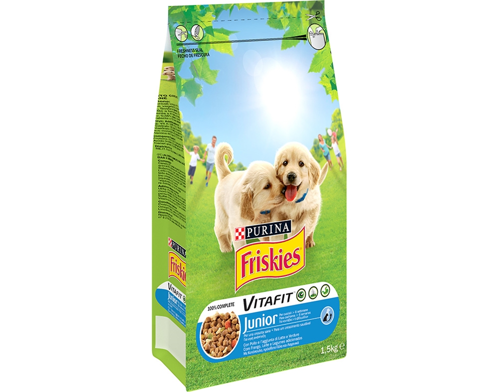 Friskies Junior Frango, Leite, Legumes Ração Seca para Cão 1,5 kg