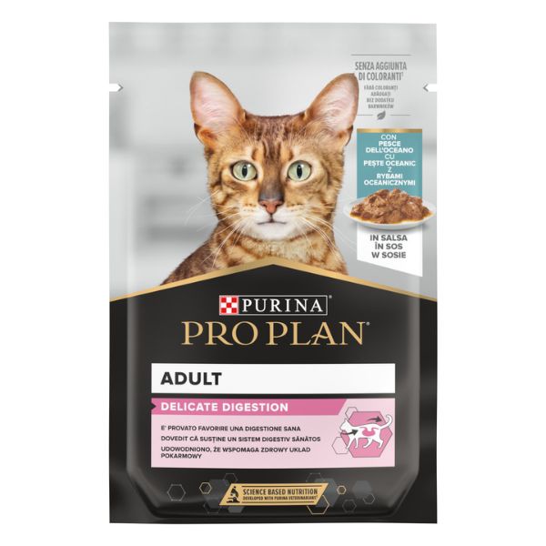 Pro Plan Delicate Digestion Peixe do Oceano Húmido (SingleServe) Alimento Húmido para Gato 85 g