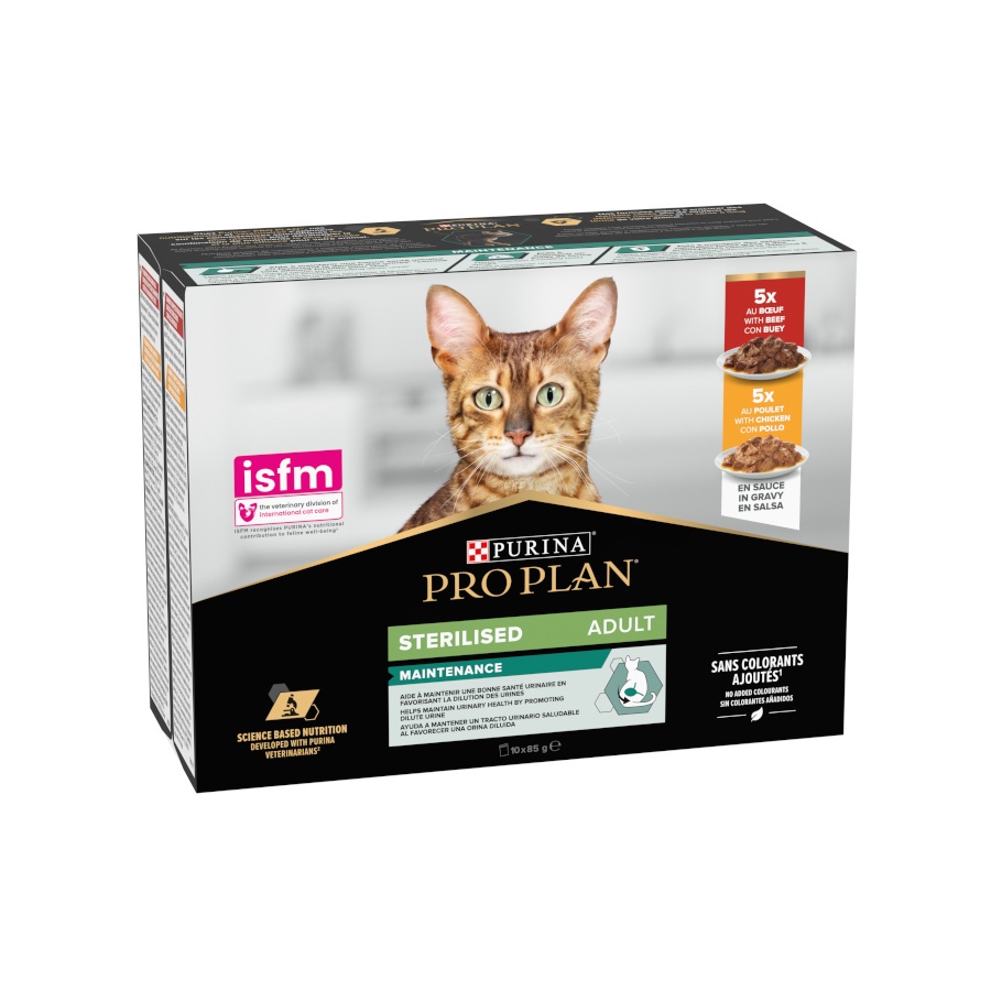 Pro Plan Maintenance Sterilized Vaca e Frango Húmido (SingleServe) Alimento Húmido para Gato 85 g
