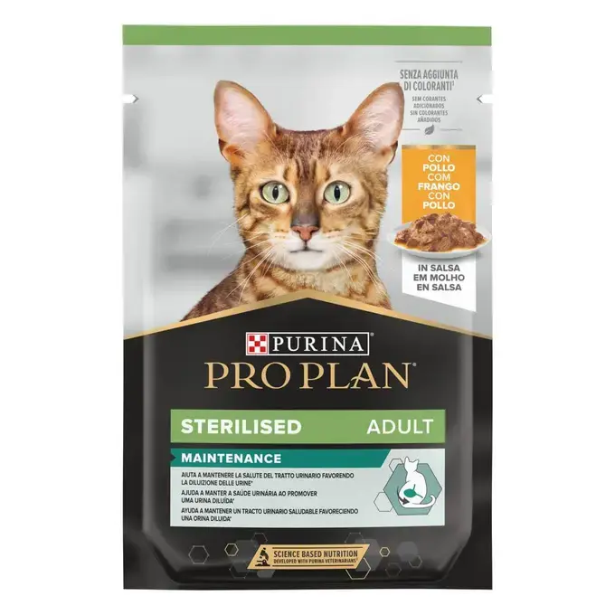 Purina Pro Plan Adulto Esterilizado Manutenção Frango em Molho Alimento Húmido para Gato 85 g