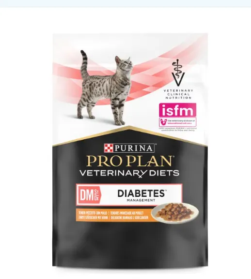 Purina Pro Plan Veterinary Diets DM — Diabetes Frango (Saquetas) Húmido (SingleServe) Alimento Dietético Húmido para Gato 85 g