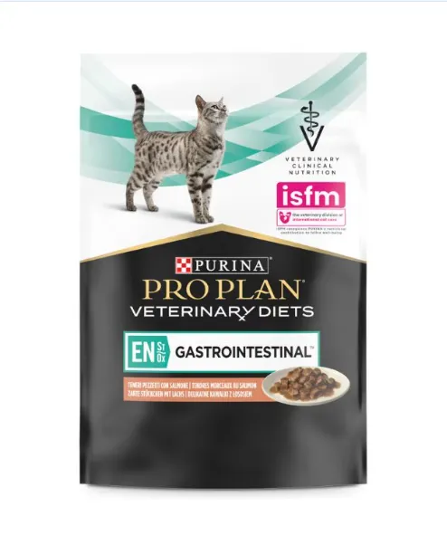 Purina Pro Plan Veterinary Diets EN — Gastrointestinal Salmão (Saquetas) Húmido (SingleServe) Alimento Dietético Húmido para Gato 85 g