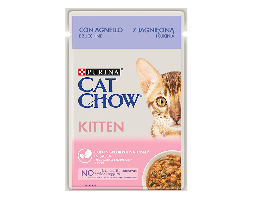 Purina Cat Chow Kitten Borrego e Courgete Húmido (SingleServe) Alimento Húmido para Gato 85 g