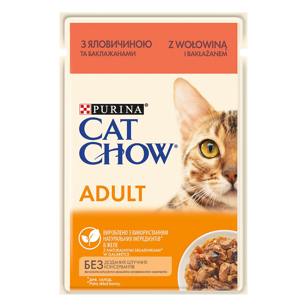 Purina Cat Chow Adult Vaca e Beringela Húmido (SingleServe) Alimento Húmido para Gato 85 g