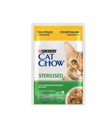 Purina Cat Chow Sterilized Frango e Beringela Húmido (SingleServe) Alimento Húmido para Gato 85 g